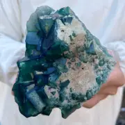 2.7lb NATURAL Green Cube FLUORITE Quartz Crystal Cluster Mineral Specimen