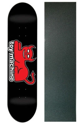 TOY MACHINE Skateboard Deck DEVIL CAT BLACK 7.625 with Mob Grip