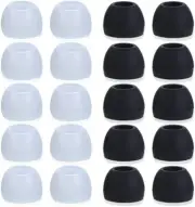 FIXED Star 20 Pcs Medium 10 Black / Clear Silicone Earbud Cap Cover Replacement