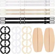 20 Pcs Bra Strap Clips Set, 6 Pcs Non-Slip Bra Strap+12 Pcs Bra Clips+2 Pcs Silicone Bra Strap Pad Holder Full Cup Size Bra Clips Racerback