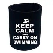Keep Calm And Carry On Swimming - Funny Novelty Stubby Holder