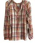 St. Johns Bay Womens Tunic Top Long Sleeve Pink Plaid Cotton Rayon Plus XXL NWT