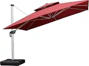 Purple Leaf Double Top Deluxe Square Patio Umbrella Offset Hanging Umbrella Outdoor Market Umbrella Garden Umbrella