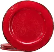 Melamine Plates, Rustic Outdoor Melamine Dinner Plates Set of 6, 11 inches, Large Dessert Plate Set Serving Dishes for Indoors and Outdoors, Unbreakable and Dishwasher Safe