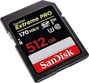 Sandisk Extreme Pro SDXC, SDXXY 512GB, V30, U3, C10, UHS-I, 170MB/s R, 90MB/s W, 4x6, Lifetime Limited, Black (SDSDXXY-512G-GN)