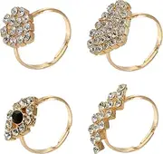 [Wasise] Toe Rings for Women - 4PCS Gold Toe Rings, Rings Open Adjustable Band Rings Jewelry Set, Heart Water Drop Eyes Open Ankle Ring, Metal, No Gemstone