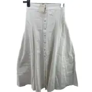 River Island Denim Button Up Midi Skirt, Size UK 10, White, RRP £40