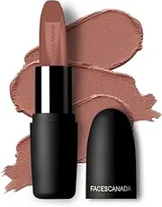 [Faces] Canada Weightless Matte Lipstick, Enriched with Jojoba and Almond Oil, Highly pigmented, Smooth One Stroke weightless color, Keeps lips Moisturized, Brown Lip Color, Buff Nude, 4gm