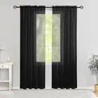 Semi Voile Sheer Curtains 84 Inches Long 2 Panels Rod Pocket 42"W x 84"L Black