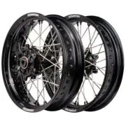 Fits Suzuki DR-Z400E 2000-2024 Axiom Supermotard Wheel Set 17x3.5/17x4.25 Black