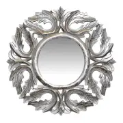 Wall Mirror Wooden Frame Silver 24"- Decorative Wall Decor - Wall Mirror -Accent