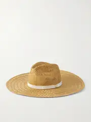 [Valentino Garavani] Valentino Garavani - Grosgrain-trimmed Straw Hat - Camel - IT 57 IT 57 Brown