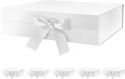 PETSLOVE 6 count Large Gift Boxes with Lid 34.29x25.4x8.89 CM,White Magnetic Gift Boxes with Ribbon,Bridesmaid Proposal Box(Glossy)