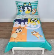Bluey Bingo Toddler Cot Bed Comforter Quilt Sheets 4 Piece Set Boys
