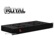 Royal Racks 1U w/ 2 Cooling Fans Rack Mountable AV Rack Mount Black Fan ROY1250
