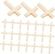 [OSALADI] Set of 50 Solid Wood Cross Pendants Tiny Cross Charms Miniature Beads for Jewelry for Diy Craft Projects