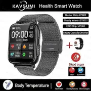 2023 New Blood Sugar Smartwatch Men 1.91 Inch 365*400 Hd Screen Ecg+ppg Smart Watch Monitoring Non-invasive Blood Glucose Watch Bt Black Mesh Belt