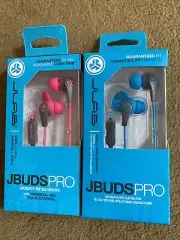 2 JLab Audio JBUDSPRO Signature Earbuds Blue/Pink Free Shipping