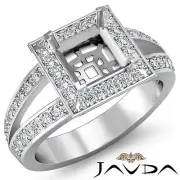 Split Shank Halo Diamond Engagement Princess Semi Mount Platinum Ring 0.55 Ctw