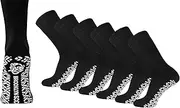 [Brooklyn Socks] Non-Skid Cotton Crew Socks, Diabetic Non-Binding Neuropathy Non-Slip Socks, 3-6 - 12 Pairs Pack