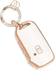 Xjahwr for Kia Key Fob Cover with Keychain,Soft TPU Key Cover Compatible with Kia Cerato Ceed Forte NIRO Sorento Seltos Sportage Soul Telluride Remote Smart Key Protector,Anti-Scratch