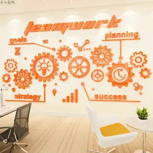 齒輪裝飾壁貼 3d立體牆面貼畫 辦公室牆貼壓克力創意勵志貼紙 企業文化牆 壁貼 室內設計