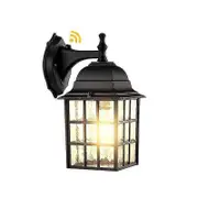 Nmaov Dusk To Dawn Outdoor Wall Lantern, Exterior Light Fixtures Wall Mount With Photocell Sensor, Black Wall Light Waterproof, Waterfall Glass Out...