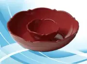 Princess House Pavillion Berry Red Serving Bowl Chip & Dip Set (3231) New In box