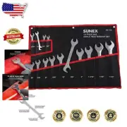 Sunex 14-Piece Chrome Plated SAE Angle Head Wrench Set - Durable & Versatile