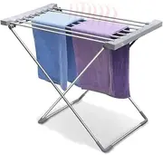 QCLUEU Electric Clothes Airer - 120W Heated Drying Rack, Folding Electric Clothes Dryer, Aluminium Alloy, Fast Laundry Drying, for Easy Storage Dry Saves Energy