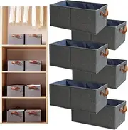 YNTCHENG Pack of 6 Large Capacity Storage Bins Closet Organizer System,Sturdy Foldable Storage Boxes,Shelf Organizer Shelves Basket Storage Bin With Handles for Organizing Clothing,Sheets,Toys