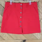 J. Crew Mercantile Canvas Womens Red Button Front Skirt Size 10 New With Tags