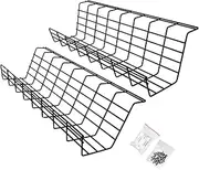 Gatuida 2pcs Storage Rack Under Desk Wire Organizer Power Strip Wire Cord Organizer Black Serving Tray Under Desk Wire Tray Desk Wire Management Mesh Office Iron Finishing Tray Cable