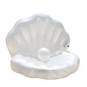 Inflatable Seashell Swimming Tool for Adults Pool Float Giant Clam Shell with Pearl Floating Bed Floating Row
