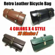 Green Retro Bicycle Seat Saddle Bag Cycling Tail Pannier Bike PU Leather Pouch