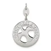 Sterling Silver Polished Confirmation Dove Charm 0.8 x 1.3 in