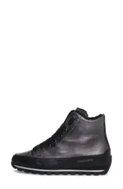 Candice Cooper Janis Genuine Shearling Sneaker in Metallic Black at Nordstrom, Size 10Us