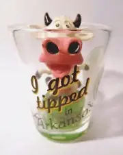 ARKANSAS TIPPING COW BOBBLE HEAD SHOT GLASS SHOTGLASS