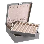 Necklace Organizer Box Necklace Storage Organizer for Chains, Bracelets - Grey