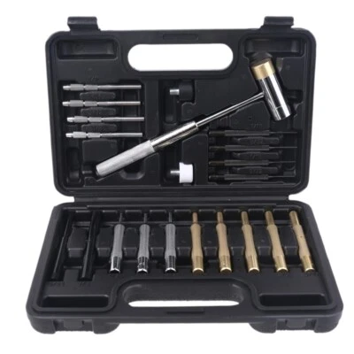 21pcs Professional Punch Tool Set Steel Pin Hammer Brass Leathercraft Repair Kit