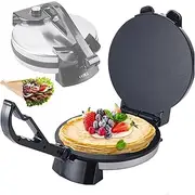 1800W Electric Roti Maker, 10in Double-sided Heating Roti Chapati Maker Machine, Non-Stick Coating Chapati Press Roti Maker with Anti-scalding Handle, Temp Control for Crepe, Flat Bread and Tortilla