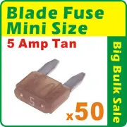 50Pcs x Blade Fuse Mini Size 5 Amp Tan For Automobile Boat