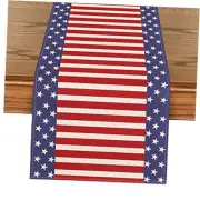 Stripes Stars 4th of July Table Runner, Patriotic 13" x 120", Table Runner Red