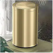-bathroom Bin With Swing Lid, 9l Small Bin, Metallic Gold Steel, 20 X 31cm
