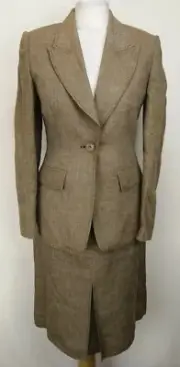 Precis Petite Womens 2Pc Suit, Size 8, Brown, 100% Linen, RRP £169, NWT AF2