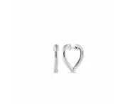 Sterling Silver Heart Hoop Earrings - Silver