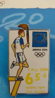 TORCHBEARER COUNTDOWN 7 DAYS TO GO - ATHENS 2004 OLYMPIC GAMES PIN