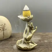 Solid Brass Backflow Lotus Incense Holder Household Decoration Retro Gift