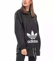 adidas Originals Women's Oversized Windbreaker Trefoil Logo Wind Jacket Coat