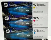 Set 3 Genuine Factory Sealed HP 972X Cyn Mag Yel Inks 2020-22 NEW GEN (NO BLK)